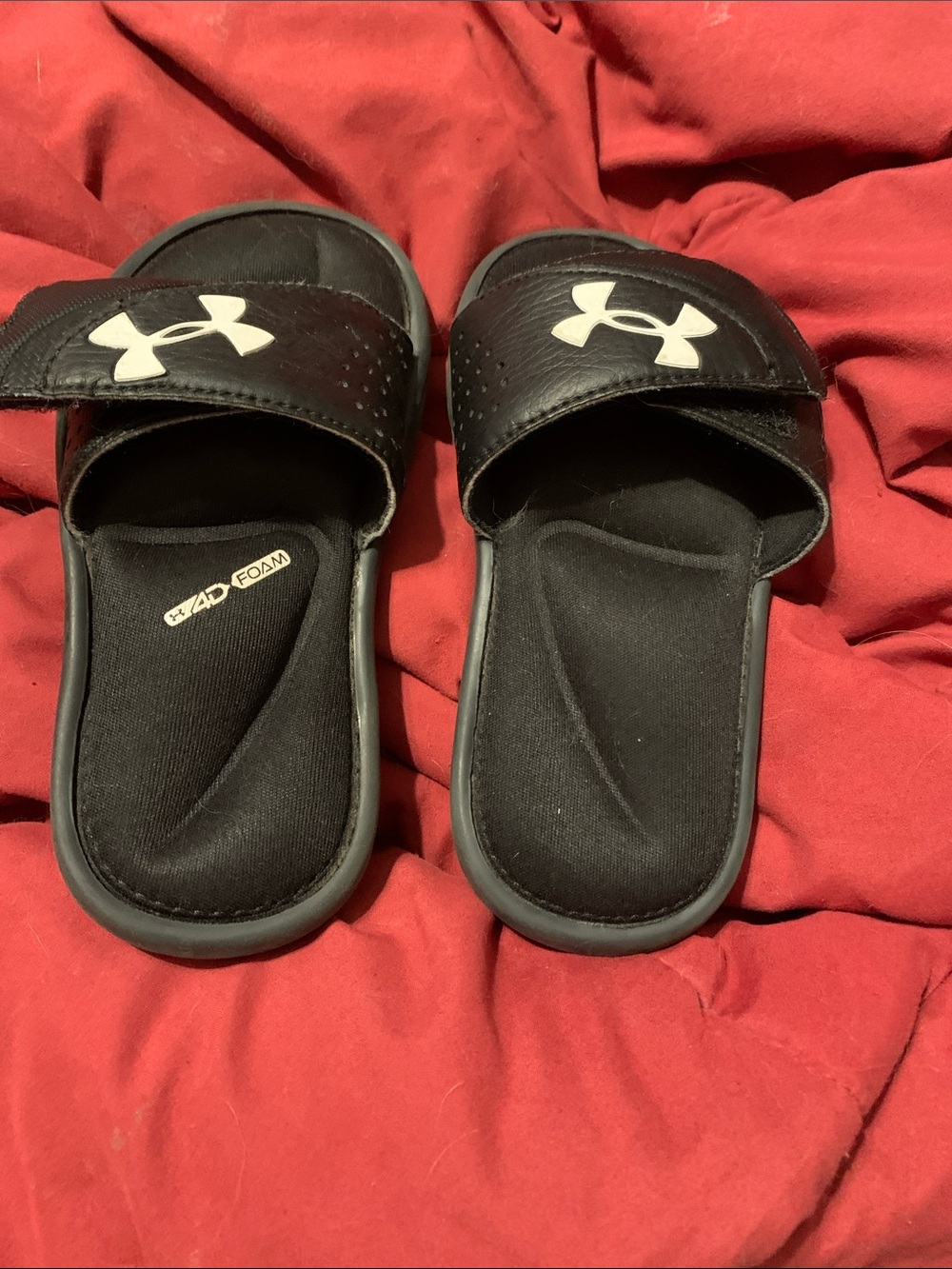 Under Armour Kids Black Slide Sandals with White Logo